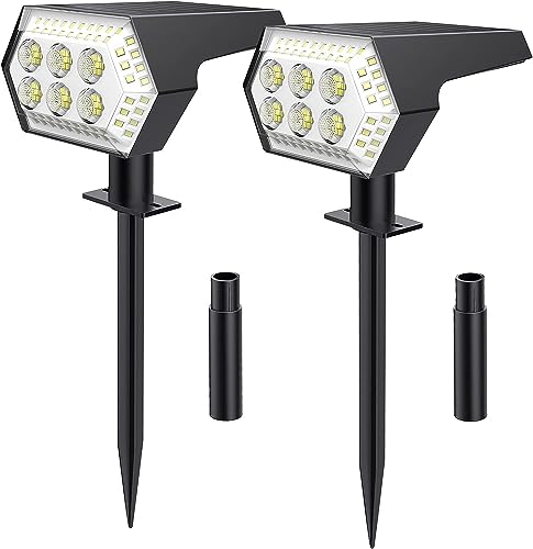 OOTDAY Solarlampen Für Außen Garten, 108 LED Solar Spots Für Außen Garten IP65 wasserdichte, 4 Modes Solar Gartenleuchten mit Erdspieß für Patio Rasen, 2 Stück von OOTDAY