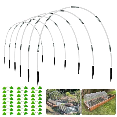 OOTONAT 2,4 m Garten-Reifen-Wachstumstunnel-Set, rostfreier Fiberglas-Rahmen für Hochbeete, 36 Stück, DIY-Pflanzenstütze für Gartennetze, Reihenabdeckungen und Gewächshausschutz von OOTONAT