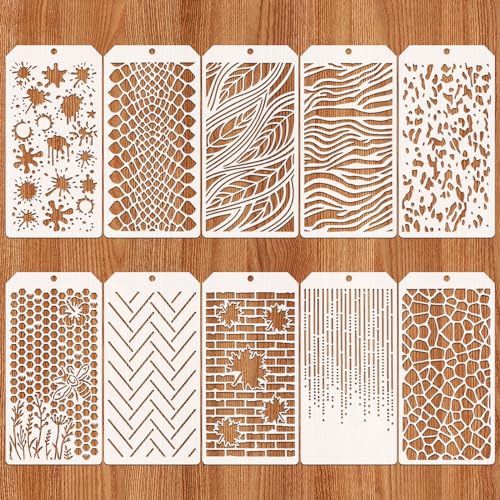 OOTSR 10 Stück Schablonen Wandgestaltung Set, 24x12cm Zeichnung Malschablonen DIY Schablonen der Geometrische, Kunststoff Vorlagen für Scrapbooking Holz Möbel Leinwand Deko von OOTSR