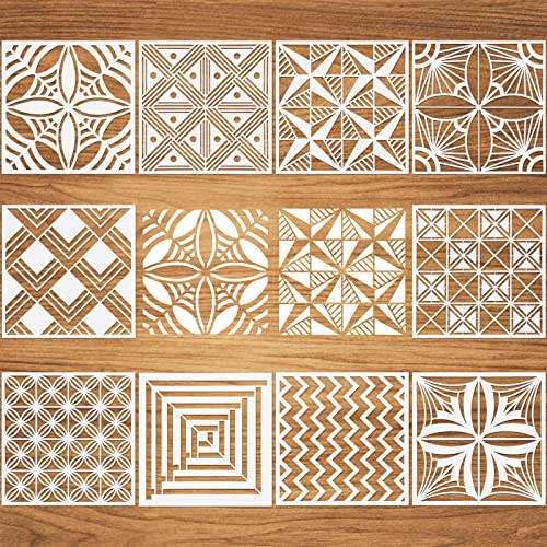 OOTSR 10 Stück Schablonen Wandgestaltung Set, 15x15CM Zeichnung Malschablonen DIY Schablonen der Geometrische, Kunststoff Vorlagen für Scrapbooking Holz Boden Möbel Fliesen Leinwand Deko von OOTSR