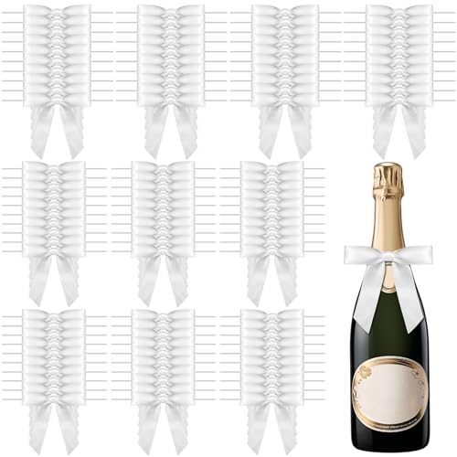 OOTSR 100 Stück Schleifen, Geschenkschleifen Hochzeit, Weiße Schleifen zum Basteln, Schleifen Geschenk Deko für Hochzeit Deko, DIY Basteln, Hochzeitdeko, Haar Bogen, Geschenkenverpackung von OOTSR
