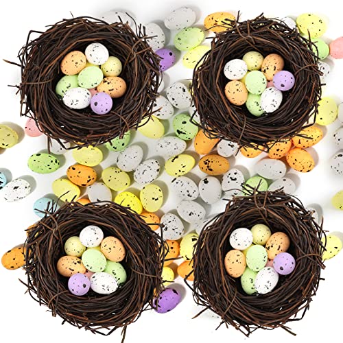OOTSR 100 Stück sortierte Farben gesprenkelte Schaumstoff-Ostereier und 4 Stück Simulation Vogelnest Handwerk für Heimdekoration Garten Ornamente Kinder DIY Ostern Party Dekoration OOTSR 100 Stück sortierte Farben gesprenkelte Schaumstoff-Ostereier und 4 Stück Simulation Vogelnest Handwerk für Heimdekoration Garten Ornamente Kinder DIY Ostern Party Dekoration von OOTSR