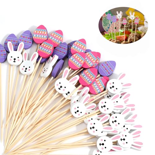 OOTSR 100Stk Ostern Cocktail-Spieße, Hasen & Osterei Fingerfood Cocktail-Picker, 13cm Bambus-Zahnstocher Partyzubehör Deko, Partyspieße für Vorspeisen Obstspieße Sandwich Cupcakes OOTSR 100Stk Ostern Cocktail-Spieße, Hasen & Osterei Fingerfood Cocktail-Picker, 13cm Bambus-Zahnstocher Partyzubehör Deko, Partyspieße für Vorspeisen Obstspieße Sandwich Cupcakes von OOTSR