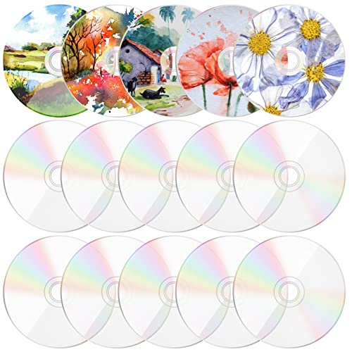 OOTSR 15 Stück Klare Runde Leere CDs zum Malen, 12cm-1mm Scheiben Ornament, Disc für Bilderrahmen Malen Handwerk Projekt DIY, Raumdekoration von OOTSR