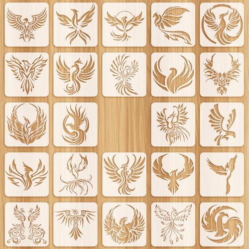OOTSR 24 Phönix Schablonen zum Malen, 13x13cm Mythische Vogel Vorlage Wiederverwendbare, Stencils Malschablonen für Holz Stoff Papier Wanddeko DIY Basteln Dekoration OOTSR 24 Phönix Schablonen zum Malen, 13x13cm Mythische Vogel Vorlage Wiederverwendbare, Stencils Malschablonen für Holz Stoff Papier Wanddeko DIY Basteln Dekoration von OOTSR