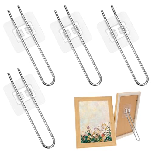 OOTSR 4er Set Selbstklebende Fotorahmen Display Ständer, Edelstahl Halterung mit Klebepads für Fotos Schilder Deko, Kein Bohren für Wohnzimmer Büro Studio von OOTSR