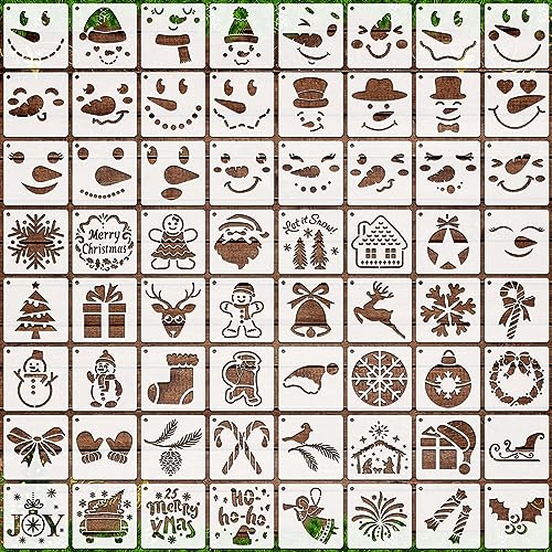 OOTSR 64 Stk Kleine Weihnachts-Schablonen zum Basteln, 7,62CM Zeichnung Silhouette der Weihnachten DIY, Kunststoff Zeichenvorlagen für Scrapbooking Holz Ornamenten Leinwand Deko OOTSR 64 Stk Kleine Weihnachts-Schablonen zum Basteln, 7,62CM Zeichnung Silhouette der Weihnachten DIY, Kunststoff Zeichenvorlagen für Scrapbooking Holz Ornamenten Leinwand Deko von OOTSR