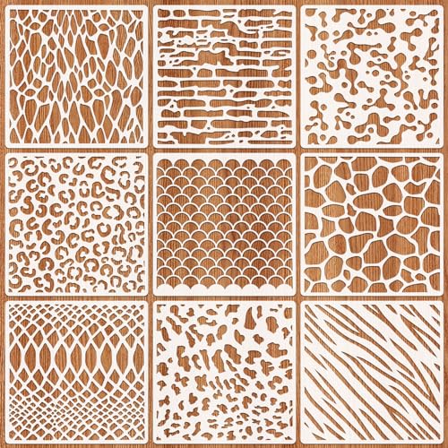 OOTSR 9 Stk Schablonen Set, 19,8cm Schablonen zum Malen Wiederverwendbar Kunststoff Schablonen Vorlagen für Holz, Möbel Wandgestaltung Deko, DIY Scrapbooking Handwerk von OOTSR