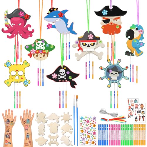 OOTSR 9 Stück Windspiele Bastelset Kinder, Pirat Holz Windspiel Bastelset Kindergeburtstag, Kunst und Handwerk Geschenke für Mädchen Jungen Party Deko OOTSR 9 Stück Windspiele Bastelset Kinder, Pirat Holz Windspiel Bastelset Kindergeburtstag, Kunst und Handwerk Geschenke für Mädchen Jungen Party Deko von OOTSR