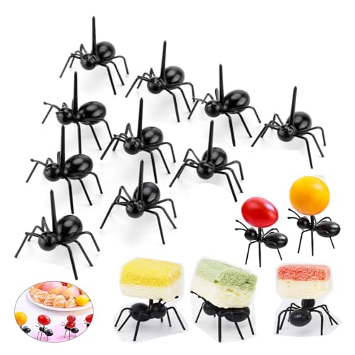 OOTSR Ameisenfutter-Picks Wiederverwendbare Obst Dessert Gabel (24 stück), Kreative Food Fork Frucht Gabel für Snack Cake Dessert mit Aufbewahrungsbox für Küche Baby Shower Hochzeit Geburtstagsfeier von OOTSR