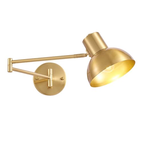 OOWDMPE Gold Verstellbar Langer Arm Wandleuchte Schwenkarm Wandlampe Moderne E27 Metall Nachttischlampe Wandbeleuchtung Dekorative Wandlicht für Schlafzimmer Wohnzimmer Hotel（mit Leuchtmittel） von OOWDMPE