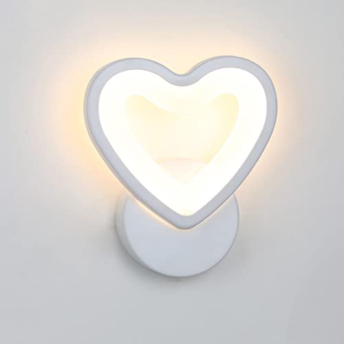 12W LED Wandleuchte Modern Innen Wandlampe Nachttischlampe, 3000K Warmweiß Herz Acryl Wandbeleuchtung Dekorative Beleuchtung Leuchten für Wohnzimmer Schlafzimmer Kinderzimmer Korridor Treppenhaus Weiß von OOWOKS