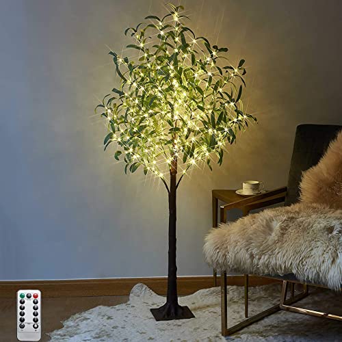 150 cm LED Baum, LED-Deko-Olivenbaum, 560 Beleuchtet Grüne Blätter, 240 LEDs Lichterbaum, Alternativer Weihnachtsbaum, 8 Lichtmodi, IP44, Beleuchteter Olivenbaum, Künstliches Grünpflanzen mit Lichter von OOWOKS