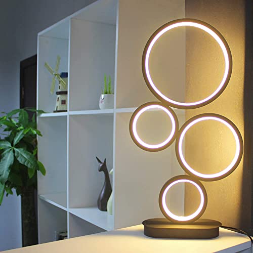 18W LED Tischlampe Schwarz 4-flammig Ring Tischleuchte Dimmbar Modern Wohnzimmerlampe aus Aluminium Metallbasis Art Deco Schreibtischlampe für Wohnzimmer Schlafzimmer Büro Nachttisch Arbeitszimmer 18W LED Tischlampe Schwarz 4-flammig Ring Tischleuchte Dimmbar Modern Wohnzimmerlampe aus Aluminium Metallbasis Art Deco Schreibtischlampe für Wohnzimmer Schlafzimmer Büro Nachttisch Arbeitszimmer von OOWOKS