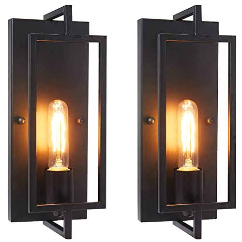 2 Stück Industrielle Wandleuchte Innen Vintage Wandlampen Pipes Steampunk Design Retrolampe E27 Rustikaler Wandbeleuchtung Antik Schwarz Metalllampe für Wohnzimmer Schlafzimmer Restauran Bar Dachboden von OOWOKS