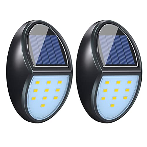 2 Stück Solar Lampe für Außen Treppe Lampe Solar Wandleuchten Garten Deck-Lampe IP65 Wasserdicht LED Solarlampe im Freien Treppenleuchte Lampe für Weg Hof Terrasse Treppen Stufen und Zäune Beleuchtung von OOWOKS