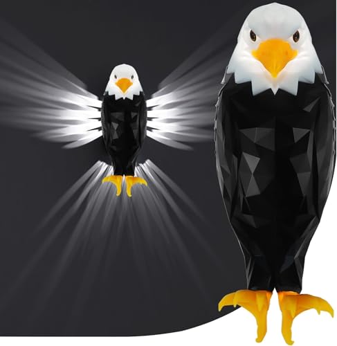 3D Eagle Wandlampe Bald Eagle Nachtlicht LED Akku Wandleuchte Kabellose Design Tiere Bird Lamp 3D Weißkopf-Seeadler Wandbeleuchtung USB Aufladbar mit Fernsteuerung Vogel Eagle Schatten Deko Wand Lamp von OOWOKS
