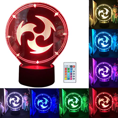 3D Night Light Anime Lampe Genshin Impact Game Symbol Illusion Lampe Touch Control mit Fernbedienung 16 Farben und 8 Modi Spieldekorationsleuchten Atmosphäre Spiel Lichter Nachtlampen Kinder Geschenk von OOWOKS