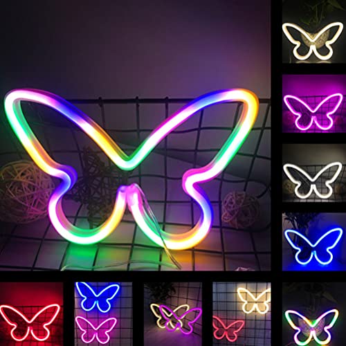 Buntes Neon Signs LED Schmetterling Licht Mit USB-Kabel, LED Leuchtreklamen Batteriebetriebene ​Kinder Farbe Neonlichter Beleuchtung Nachtlichter für Schlafzimmer, Weihnachts, Bar, Hochzeit, Party von OOWOKS