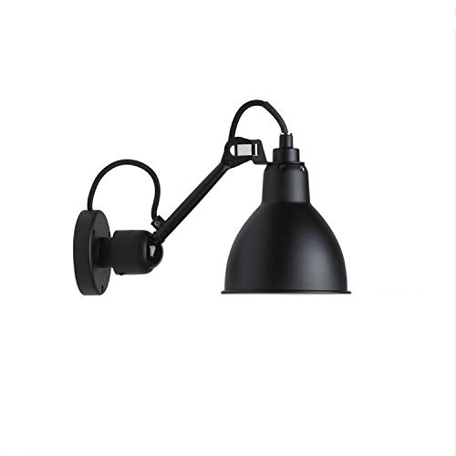 E14 Industrie Wandleuchte Retro Design, Schwarz Metall Wandlampe Innen Einstellbar leselampe Drehbar Schlafzimmer Nachttischlampe, Vintage Strahler Wohnzimmer Wandspot Deckenleuchte Loft 40W max von OOWOKS