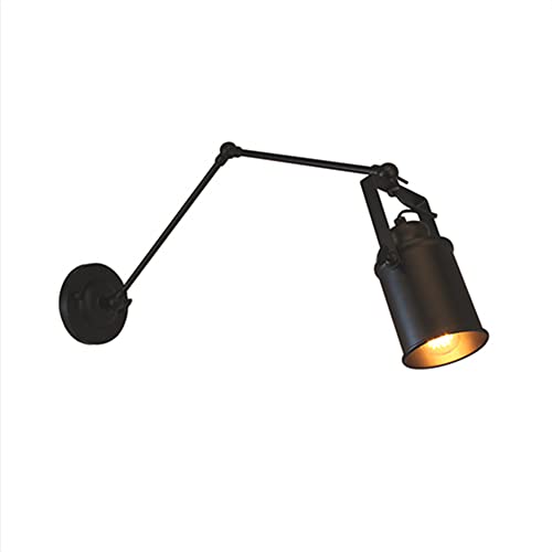 E27 Industrielle Vintage Wandleuchte Ausziehbar Langarm Retro Wandlampe Verstellbar schwenkbar Langen Arm Wand Lampe Einstellbare Rustikale Metall Wandstrahler Schlafzimmer Nachttisch lesen lampe von OOWOKS