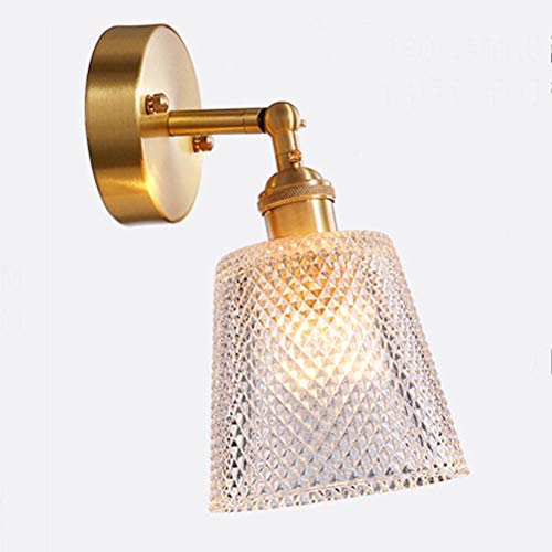 Elegant Wandleuchte aus Messing Innen Nachttisch Wandlampe Kristall Einstellbar Glasschirm E27 Schlafzimmer Wand-Leselicht Modern Nordischer Stil, Mode Wohnzimmer Wandbeleuchtung Flur BalkonLicht von OOWOKS