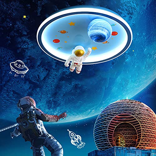 Kinderzimmer Deckenleuchte Dimmbar mit Fernbedienung 72W LED Kinder Deckenlampe Kreative Astronaut Spaceman-Design für Junge Mädchen Schlafzimmer Hängeleuchte Modern Innen Kinderzimmer Pendelleuchte von OOWOKS