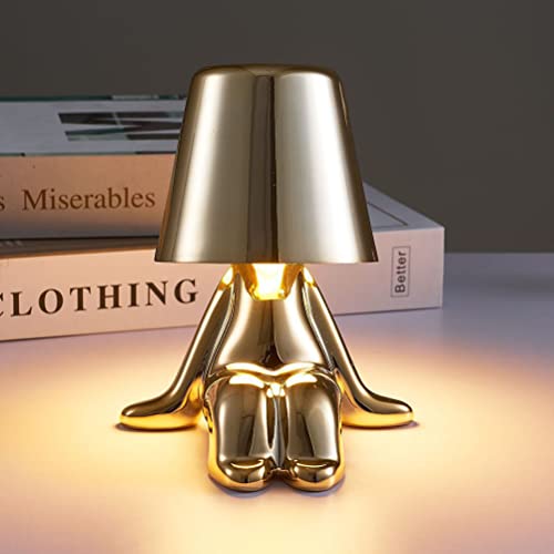 LED Akku Tischlampe Dimmbar, Kabellos Tischleuchte USB Aufladbar Metall-Mann Design Nachttischlampe 3 FarbenModi & 3 Dimmstufen, Tragbare Schreibtischlampe für Schlafzimmer Kinderzimmer Restaurant,A LED Akku Tischlampe Dimmbar, Kabellos Tischleuchte USB Aufladbar Metall-Mann Design Nachttischlampe 3 FarbenModi & 3 Dimmstufen, Tragbare Schreibtischlampe für Schlafzimmer Kinderzimmer Restaurant,A von OOWOKS