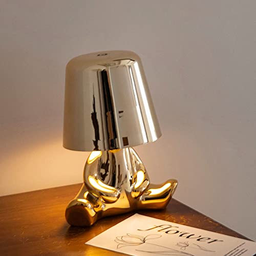 LED Akku Tischlampe Dimmbar, Kabellos Tischleuchte USB Aufladbar Metall-Mann Design Nachttischlampe 3 FarbenModi & 3 Dimmstufen, Tragbare Schreibtischlampe für Schlafzimmer Kinderzimmer Restaurant,E LED Akku Tischlampe Dimmbar, Kabellos Tischleuchte USB Aufladbar Metall-Mann Design Nachttischlampe 3 FarbenModi & 3 Dimmstufen, Tragbare Schreibtischlampe für Schlafzimmer Kinderzimmer Restaurant,E von OOWOKS