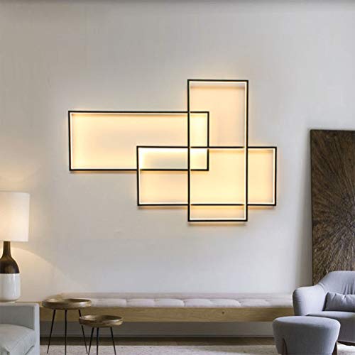 LED Dimmbar Wandleuchte Modern Innen Wohnzimmer Wandlampe Mit Fernbedienung Retro Eckig Designlampe Schlafzimmer Nachttischlampe WandDeckenlampe, für Hintergrundwand Dekoration Treppe Gang Beleuchtung von OOWOKS