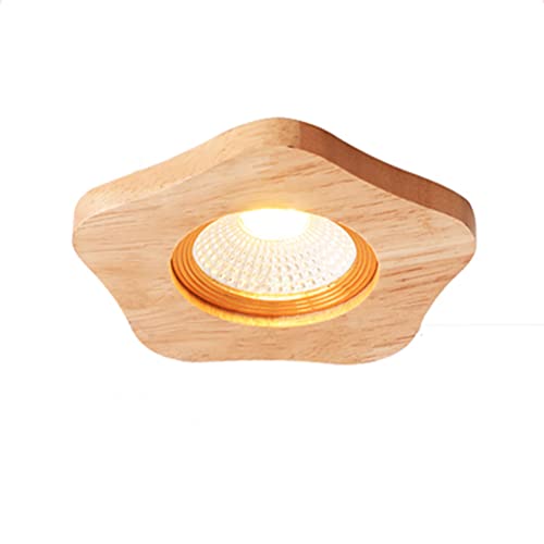 LED Holz Einbaustrahler Dimmbar, Deckenleuchte 5W Einbauspot Strahler(80-120 mm Bohrloch) Holz Deckenstrahler 3 Farbtemperaturen Modi Einbauleuchten Decken Spot für Wohnzimmer Flur Bad Küchen,Small von OOWOKS