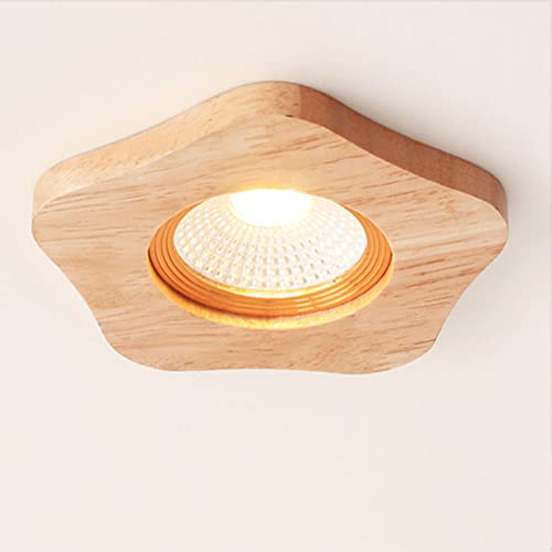 LED Holz Einbaustrahler Dimmbar, Deckenleuchte 7W Einbauspot Strahler(80-120 mm Bohrloch) Holz Deckenstrahler 3 Farbtemperaturen Modi Einbauleuchten Decken Spot für Wohnzimmer Flur Bad Küchen,Large von OOWOKS