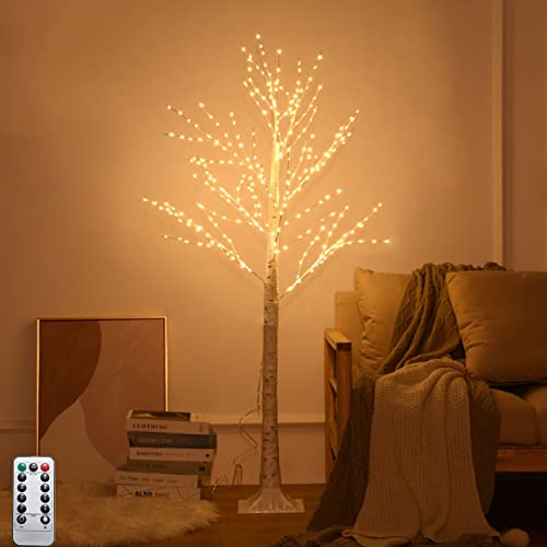 LED Lichterbaum 150 cm Baum Lichter Birkenoptik 304 LEDs Warmweiß Weihnachtsbaum lichter mit Fernbedienung 8 Lichtmodi Verstellbare Äste Weihnachtsdeko Baum mit Beleuchtung für Hochzeit Festival Party von OOWOKS