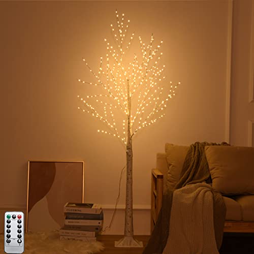 LED Lichterbaum 180 cm Baum Lichter Birkenoptik 380 LEDs Warmweiß Weihnachtsbaum lichter mit Fernbedienung 8 Lichtmodi Verstellbare Äste Weihnachtsdeko Baum mit Beleuchtung für Hochzeit Festival Party von OOWOKS