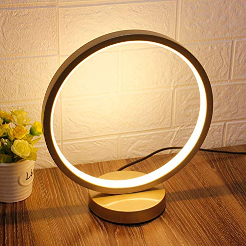 LED Modern Tischlampe Ring Dimmbar Schreibtischlampe 30cm Runde Form Design Desktop-Leuchten Mit Schalter Schlafzimmer Nachtlampe, weißes Licht/Warmes Licht/Neutrales Licht, 1,5 m Kabel Stecker,Gold LED Modern Tischlampe Ring Dimmbar Schreibtischlampe 30cm Runde Form Design Desktop-Leuchten Mit Schalter Schlafzimmer Nachtlampe, weißes Licht/Warmes Licht/Neutrales Licht, 1,5 m Kabel Stecker,Gold von OOWOKS