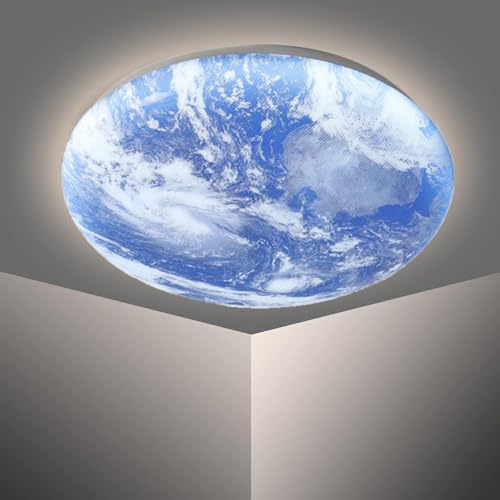 LED Mond Deckenleuchte Modern Design Mond Deckenlampe Dimmbar 3D Mond Lamp Wand Deko Lamp Erde Mond Wand Lampe mit Fernbedienung Deckenbeleuchtung für Schlafzimmer Kinderzimmer,Earth design,40cm von OOWOKS