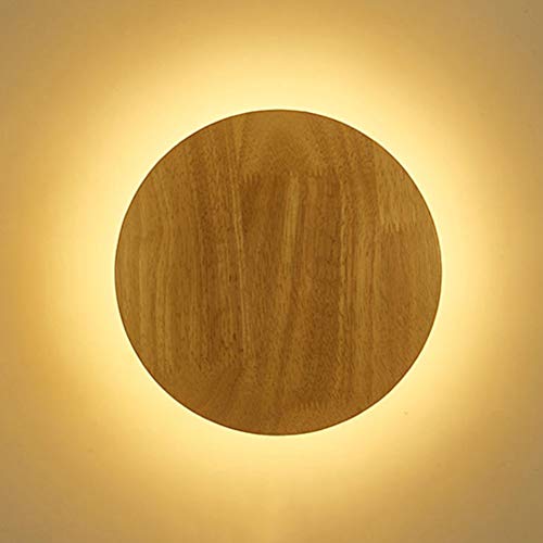 LED Runde Wandlampe Innen Dekoration holz Wandleuchte Kreative Massivholz Log Bedside Wandbeleuchtung, Modern Oval Corridor Decor Lichter Gang, für Wohnzimmer, Esszimmer, Badezimmer, Eingang, Balkon von OOWOKS