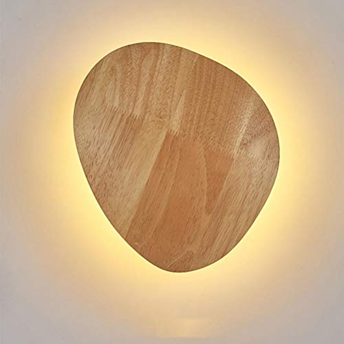 LED Runde Wandlampe Innen Dekoration holz Wandleuchte Kreative Massivholz Log Bedside Wandbeleuchtung, Modern Oval Corridor Decor Lichter Gang, für Wohnzimmer, Esszimmer, Badezimmer, Eingang, Balkon von OOWOKS