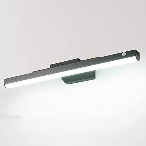 LED Spiegel Licht mit Bewegungsmelder schwarz 55 cm Modern Innen Spiegelleuchte mit schalter bad 16W 4000K neutral weiß, Badezimmerspiegel Spiegellampe mit Magnet Design Schminkleuchte von OOWOKS