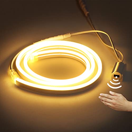 LED Strip mit Bewegungsmelder, 3500K Warmweiss LED Streifen Flexibler Neon LED Streifen für DIY Streifen Schrankbeleuchtung 12V Silikon Neon Streifen mit Netzteil und Controller für Schrank Trepp,5m LED Strip mit Bewegungsmelder, 3500K Warmweiss LED Streifen Flexibler Neon LED Streifen für DIY Streifen Schrankbeleuchtung 12V Silikon Neon Streifen mit Netzteil und Controller für Schrank Trepp,5m von OOWOKS