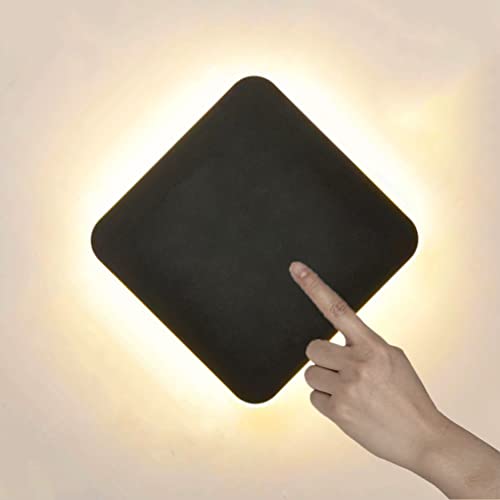 LED Wandleuchte Innen mit Touch Schalter 3 Farbtemperatur Einstellbar Wandlampe Modern 12W Schlafzimmer Leselampe Nachttischlampen Treppe Flur Wandleuchtung für Wohnzimmer Hotel Kinderzimmer,Schwarz von OOWOKS