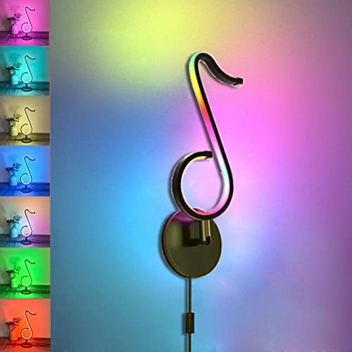 LED Wandleuchten RGB Innen LED Smart Atmosphäre Tisch-Wandlampe Dimmbar Farbwechsel mit App Steuerung und Fernbedienung Musiknote USB Neonlichter für Wohnzimmer Party Bar Weihnachten Geschenk von OOWOKS