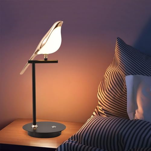 Nachttischlampe Touch Dimmbar LED Tischlampe Tiere Vogel Design Tischleuchte Modern Drehbare Verstellbar Vogellampe Metall-Acryl Nachtlicht Bird Nachttischleuchten für Schlafzimmer Wohnzimme,1 bird von OOWOKS