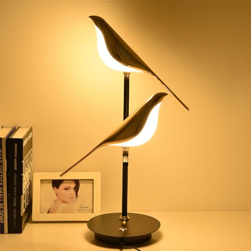 Nachttischlampe Touch Dimmbar LED Tischlampe Tiere Vogel Design Tischleuchte Modern Drehbare Verstellbar Vogellampe Metall-Acryl Nachtlicht Bird Nachttischleuchten für Schlafzimmer Wohnzimme,2 birds von OOWOKS