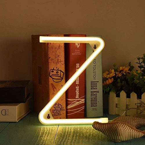 OOWOKS LED-Alphabet Neon Lights, Neon Brief Zeichen Letter Neonlicht Buchstaben-Lichter Batterie und USB-Betriebenes Neonschild Neon Sign Letters Leuchtreklamen für Weihnachten Party Bar,Warm White,Z von OOWOKS