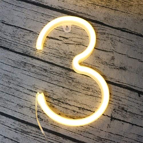 OOWOKS LED-Alphabet Neon Lights, Neon Brief Zeichen Letter Neonlicht Buchstaben-Lichter Batterie und USB-Betriebenes Neonschild Neon Sign Letters Leuchtreklamen für Weihnachten Party Bar,Warm White,3 von OOWOKS