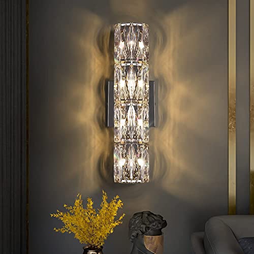 OOWOKS LED Wandleuchte Kristall Moderne Wandlampe Innen Dimmbar 3 Farbtemperatur Nachttischlampe Wand Kristalllampe Wohnzimmer Wandbeleuchtung Edelstahl Basis Wandlicht Schlafzimmer Bett Flur,Chrome OOWOKS LED Wandleuchte Kristall Moderne Wandlampe Innen Dimmbar 3 Farbtemperatur Nachttischlampe Wand Kristalllampe Wohnzimmer Wandbeleuchtung Edelstahl Basis Wandlicht Schlafzimmer Bett Flur,Chrome von OOWOKS