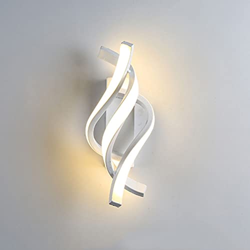 OOWOKS LED Wandleuchte Modern Spiral 16W Innen Wandlampe Weiß Nachttischlampe Flurlampe Warmweiß 3000K Deko Wohnzimmerlampe Schlafzimmer Wand Licht Korridor Lampe für Wohnzimmer Treppe Gang Balkon von OOWOKS