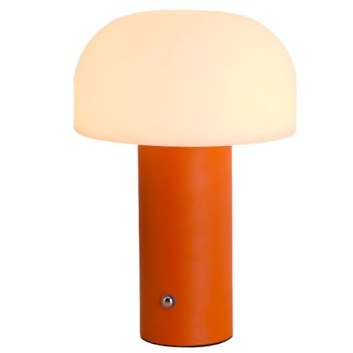 Pilz Lampe LED Tischlampe Orange Mushroom Lampe Kabellos Tischleuchte Touch Dimmbar 3000K-6000K Nachttischlampe Modern Dekor LED Tischleuchte Akku USB Aufladbar für BüRo Bars Wohnzimmer Schlafzimmer von OOWOKS