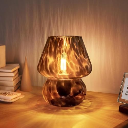 Pilz Lampe Vintage Tischlampe Glas Nachttischlampe mit Kabel Dimmbar Tischleuchte mit 3 Farbe Glühbirne Retro Schreibtischlampe Mushroom Nachtlicht LED Mini Lampe für BüRo Bars Wohnzimmer Schlafzimmer Pilz Lampe Vintage Tischlampe Glas Nachttischlampe mit Kabel Dimmbar Tischleuchte mit 3 Farbe Glühbirne Retro Schreibtischlampe Mushroom Nachtlicht LED Mini Lampe für BüRo Bars Wohnzimmer Schlafzimmer von OOWOKS